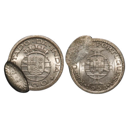 Indo Pourtuguese, Copper Nickle, 3.43g, Republic, 60 Centavos 1958, Error double struck. A