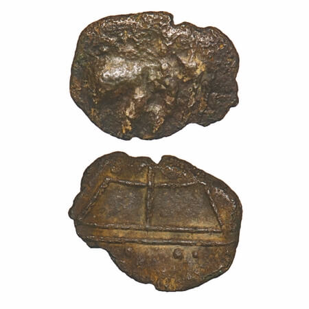 Sangam Age, Ancient Chera Copper Unit, 4.03g,17.43x22.94mm, Obv: Elephant walking to right