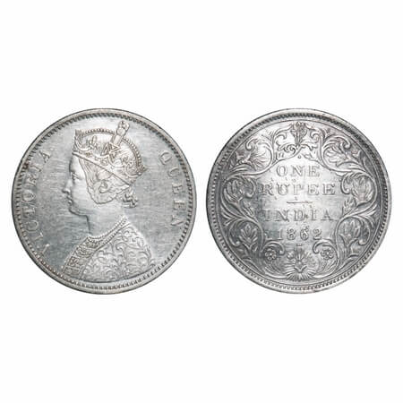 Victoria Queen, Silver, Rupee, 1862, Bombay Mint, A/II/1/2, With initial J. F. Prid 103. G