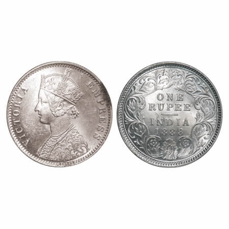 Victoria Empress, Silver, Rupee, 1888, Calcutta Mint, C3/I(i), 'C' incused. F. Prid 129. G