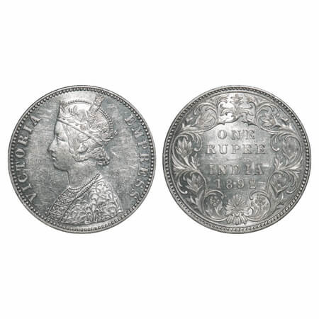 Victoria Empress, Silver, Rupee, 1892, Bombay Mint, C2/I(ii), 'B' raised. F. Prid 180. GK 