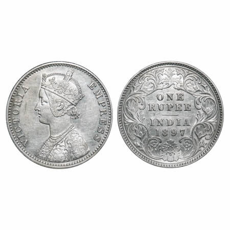 Victoria Empress, Silver, Rupee, 1897, Calcutta Mint, C3/I(i), 'C' incused. F. Prid 136. G
