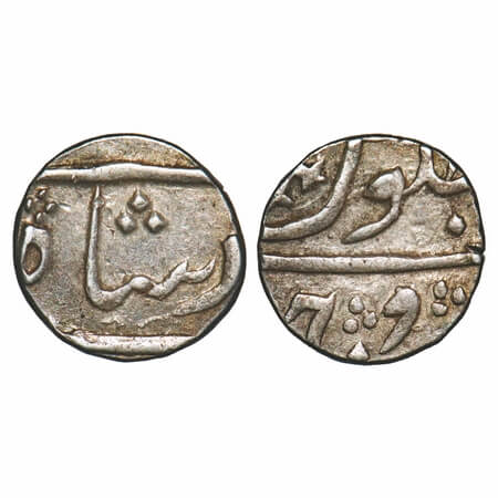 Bombay Presidency, Broach, Silver ½ Rupee, 5.78g, Imtaya-ud-Daula (AH 1182-1186, 1768-1772