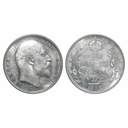 Edward VII, Silver, Rupee, 1905, Bombay Mint, 'B' incused and dot, Top stroke of numeral 5