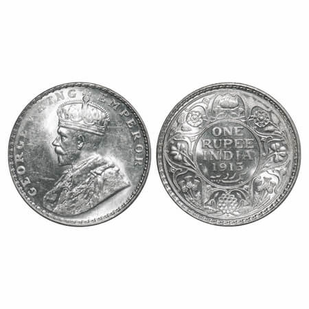 George V, Silver, Rupee, 1913, Bombay Mint, Dot, Elephant. F. Prid 219. GK 1028. Mint Stat