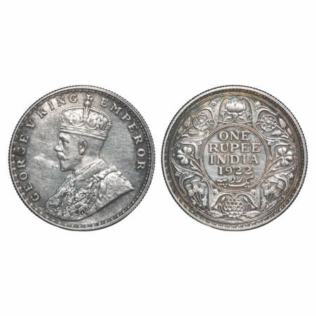 George V, Silver, Rupee, 1922, Bombay Mint, Dot. F. Prid 228. GK 1044. Extremely Fine. Sca