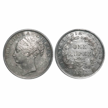 Victoria Queen, Silver, Rupee, 1840, CL, Bombay Mint, C/VI, English Head with completely m
