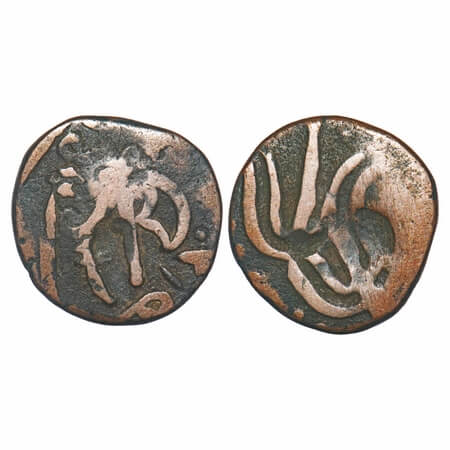 Gwalior, Copper Paisa, 10.32g, Uncertain Mint, Obv: Battle Axe with dots around , VS date 