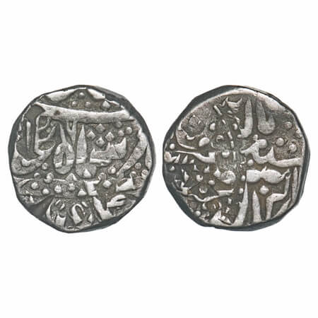 Indore, State Issue (Indore type), Silver Rupee,11.04g, AH 1216, Double Struck Error. Very