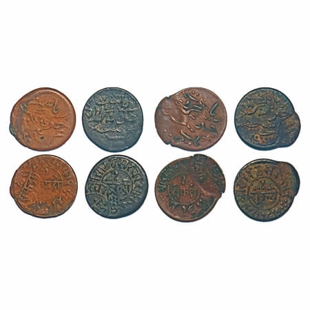 Junagadh, Copper Dokdo, Year wise set of 4 Coins, Double Struck Error Coins, Rasul Muhamma