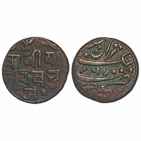Kutch, Copper Trambiyo, 2.88g, Pragmalji II (VS 1917-1932 / 1860-1875 AD), INO Queen Victo