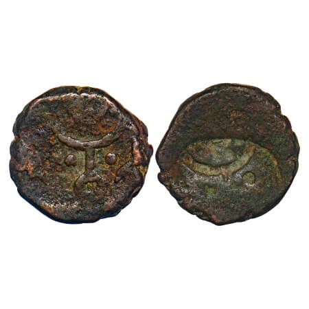 Partabgarh, Copper Paisa, 6.82g, Udaya Singh, VS (19)51, error brockage/Lakhi of obverse.