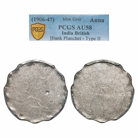British India, Brass-Nickel, 1 Anna Blank Planchate(1906-1947), Scalloped Blank Planchet b
