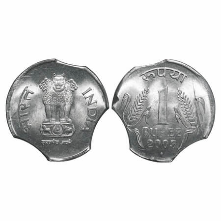 1 Rupee, 2003, FSS, Bombay Mint, Obv: Ashoka Pedestal, Rev: Denomination & Date, Grain ear
