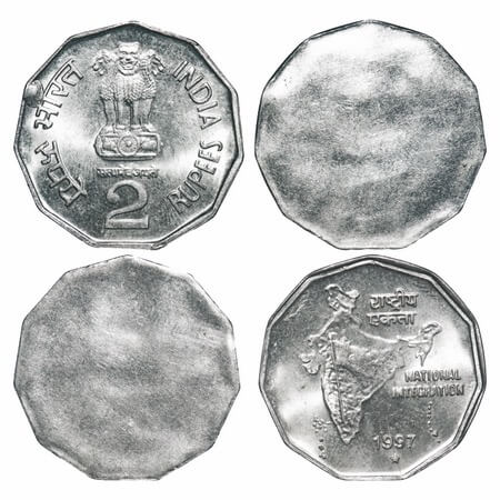 2 Rupees, 1997, Copper Nickel, Mated Pair Error, Obv: Ashoka Pedestal – Type A, Rev: Natio