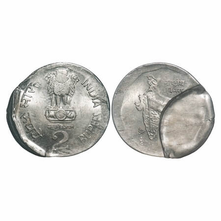 2 Rupees, 2001, Copper Nickel, Hyderabad Mint, Obv: Ashoka Pedestal – Type A, Rev: Nationa