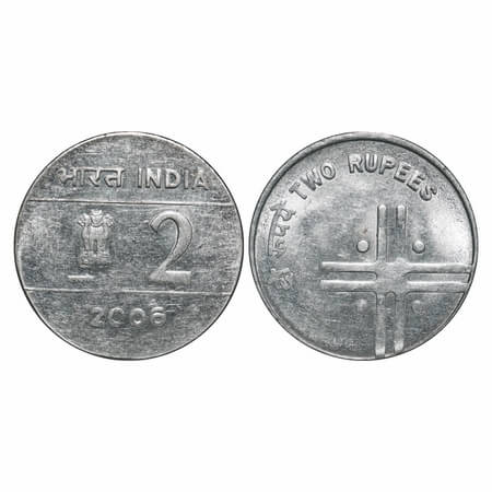2 Rupees, 2006, FSS, Hyderabad Mint, Obv: Lion capitol of Ashoka Pillar at left and value 