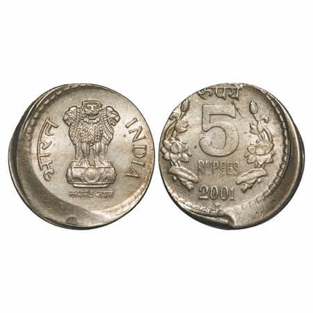 5 Rupees, 2000, Copper-Nickel 9.01g, Bombay Mint, Obv: Denomination flanked by flowers, Re