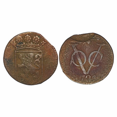 Netherlands East Indies, United East India Company, Copper 1 Duit (milled coinage), 2.50g,