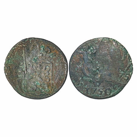 Netherlands East Indies, United East India Company, Copper 1 Duit (milled coinage), 2.48g,