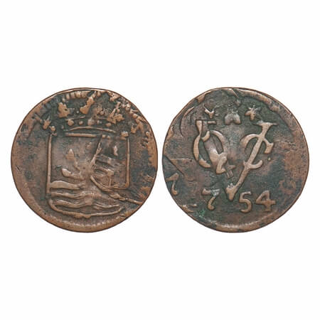 Netherlands East Indies, United East India Company, Copper 1 Duit (milled coinage), 2.81g,