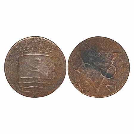 Netherlands East Indies, United East India Company, Copper 1 Duit (milled coinage), 2.40g,