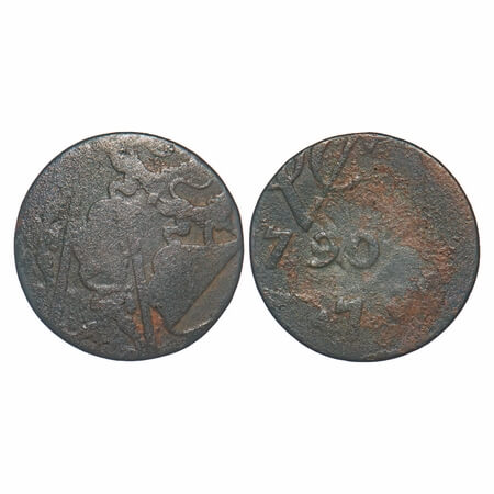 Netherlands East Indies, United East India Company, Copper 1 Duit (milled coinage), 2.70g,