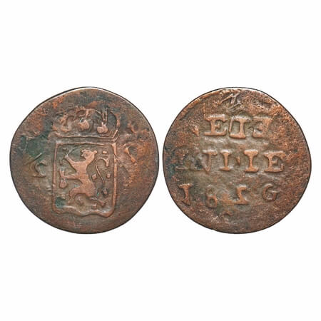 Netherlands East Indies, Island of Sumatra, Kingdom of Netherlands, Copper 1/2 Stuiver, 3.