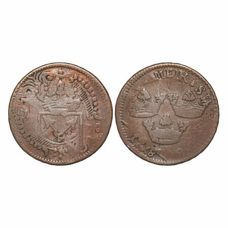 Sweden, Queen Ulrika Eleonora (c. 1719-1720 AD), Copper 1 Ore, 4.40g, 1719 AD, Obv: V E R 