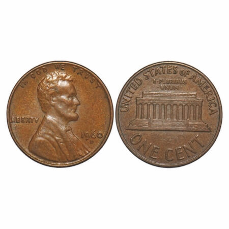 United States of America, Copper 1 Cent, 3.03g, Denver Mint, 1989, Obv: Lincoln Memorial, 