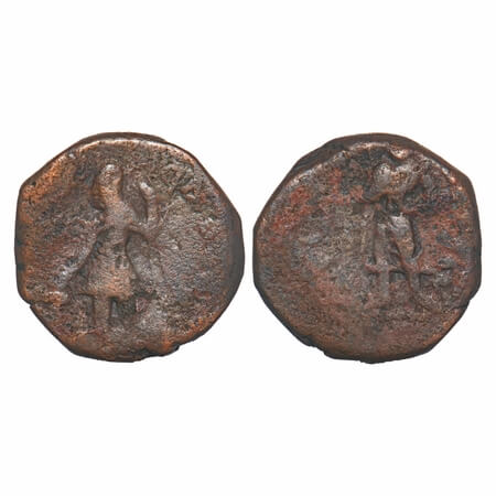 Kushans, Kanishka I (127-151 AD), Sakyamuni Buddha type, Copper Tetradrachm, 16.92g, 25.16
