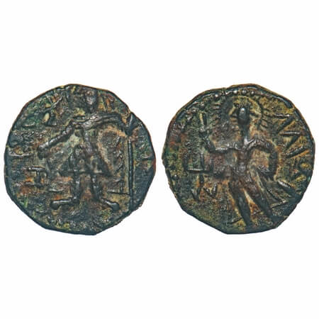 Kushans, Kanishka I (c. 127-151 AD), Copper ¼ Drachma, 3.62g, 16.90x16.97mm, King standing