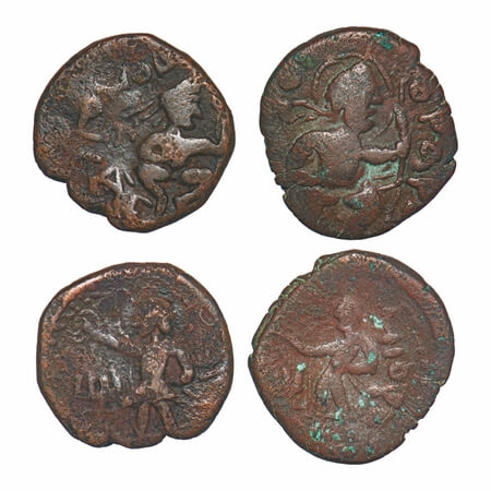 Kushanas, Huvishka (c. 158-195 AD), Copper Drachma, 7.23g, 7.26gm, 21.67x21.52mm, 23.09x21