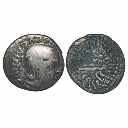Western Kshatrapas, Kardamaka Family, Damazada (c. 78-130 AD) S/o Zamotika, Silver Drachma