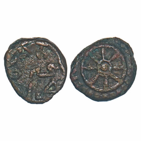Nagas of Padmavati, Devanaga (c. 325-335 AD), Gwalior region, Copper Kakini, 1.65gm, 10.88