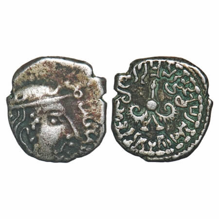 Guptas, Kumaragupta I (AD 414-455), Silver Drachma, Garuda type, 2.13g, 13.27x12.63mm, Obv