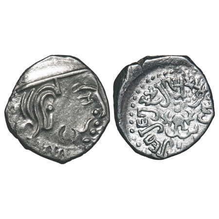 Guptas, Kumaragupta I (c. 414-455 AD), Silver Drachma, Garuda type, 2.09g, 15.18x14.41mm, 