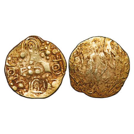 Chalukyas of Kalyana, Jayasimha II, Jagadekamalla, (1015-1043 AD), Gold Pagoda, 3.46g, 18.