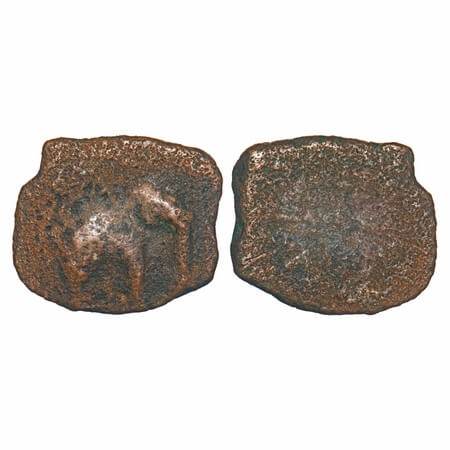Sangam Chera, Copper Unit, 3.95g, 17.43X21.21mm, Obv: Elephant standing facing to right si