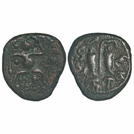 Venad Chera, Coins struck under Madurai Nayaks, Viswanatha Nayak, Copper Kasu, 3.20g, 15.6