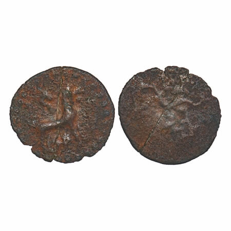 Sangam Chola, Copper Unit, 1.02g, 17.86x19.26mm, Obv: roaring tiger surrounded by the embl