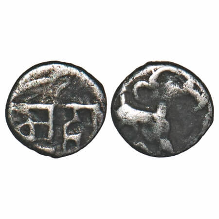 Yadavas of Devgiri, Mahadeva (c.1260-1270 AD), Silver Damma, 0.22g, 5.85x5.94mm g, Obv: Li
