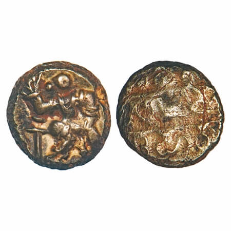 Vijayanagar Kingdom, Harihara II (1377-1404 AD), Gold Varaha (pagoda), 3.38g, 12.07x11.66m