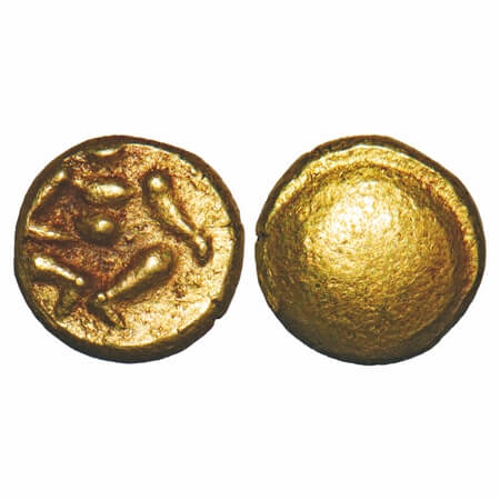 Vijayanagar Kingdom, Krishnadevaraya (c. 1509-1529 AD), Gold ½ Pagoda, 1.68g, 8.10x8.28mm,