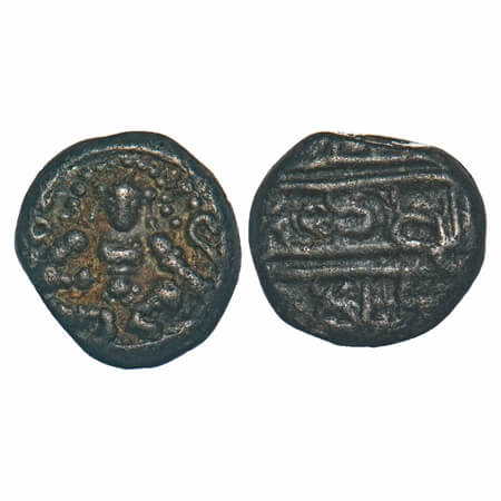 Vijaynagar Kingdom, Krishnadevaraya (c. 1509-1529 AD), Copper, 2.30g, 11.90x11.40mm, Obv: 