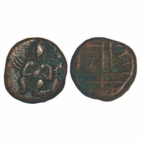 Vijayanagar Kingdom, Krishnadevaraya (c.1509-1530 AD), Copper, 3.14g, 13.17x12.68mm, Obv: 