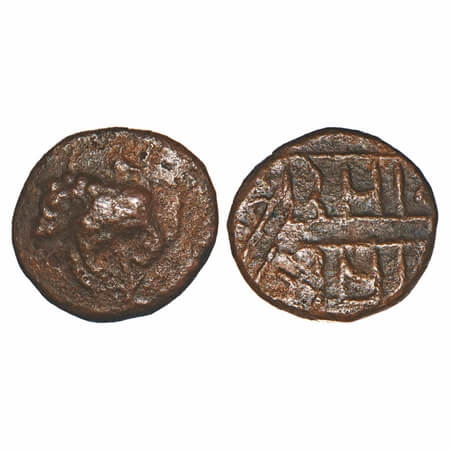 Vijaynagar, Sadashivaraya (c. 1542-1568 AD), Copper Kasu, 3.15g, 14.18x14.54mm, Obv: Galop