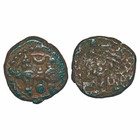 Vijaynagar Aravidu Dynasty, Tirumalaraya, (1569-1572 AD), Copper, 3.12g, 15.12x14.21mm, Ob