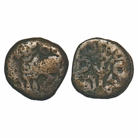 Vijayanagara Empire, Tuluva Dynasty, Billion, 1 Kasu, 2.48g, 13.49x13.69mm, Krishnadevaray