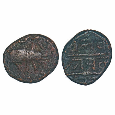 Vijayanagara Empire, Copper Unit, 3.73g, 14.93x16.77mm, Aravidu Dynasty, Tirumalaraya (AD